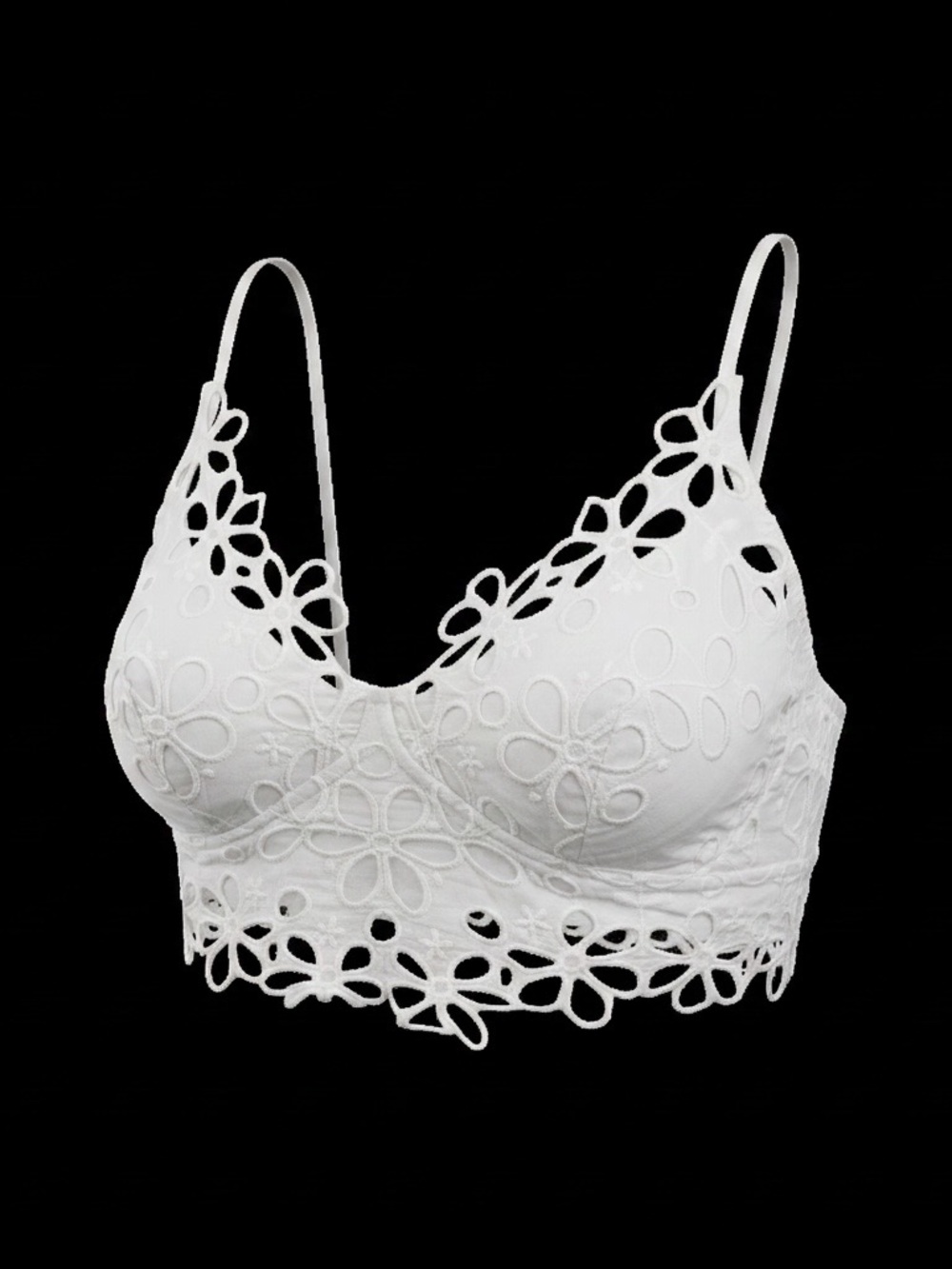 Free People White Eyelet Floral Lace Bralette